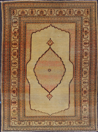 Antique Persian Tabriz Rug Selected from our Masterpiece Collection, this magnificent carpet which beautifully illustrates the splendor of nineteenth century Persian design and craftsmanship was created in the city of Tabriz by the famous master... - Keivan Woven ArtsH8 - 0101 - 1128Rug