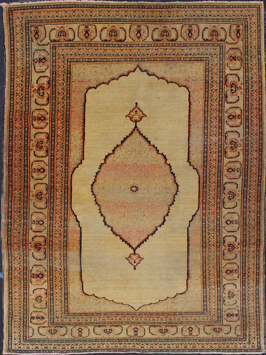 Antique Persian Tabriz Rug Selected from our Masterpiece Collection, this magnificent carpet which beautifully illustrates the splendor of nineteenth century Persian design and craftsmanship was created in the city of Tabriz by the famous master... - Keivan Woven ArtsH8 - 0101 - 1128Rug