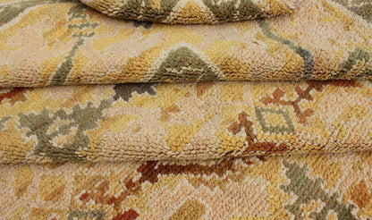 Grandiose Spanish Rug in Gold, Yellow, Green and Raffia Colors, kwarugs, H8 - 0602. Vintage Spanish Large Rug This golden masterpiece was expertly handcrafted in Spain during the early part of the 20th Century. The field's multi - faceted colors pla... - Keivan Woven ArtsH8 - 0602 - 335Rug