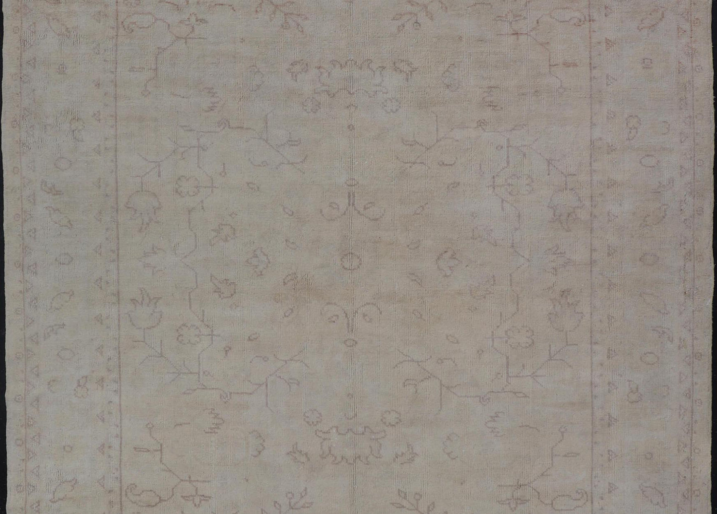 Antique Turkish Oushak Rug with all Over Design in White and Muted Design. Keivan Woven Arts / rug/ H8 - 0603, Country of origin/ Turkey antique. Measures: 9'5 x 12'10 This antique Oushak was beautifully crafted in Turkey during the early part of... - Keivan Woven ArtsH8 - 0603 - 569Rug