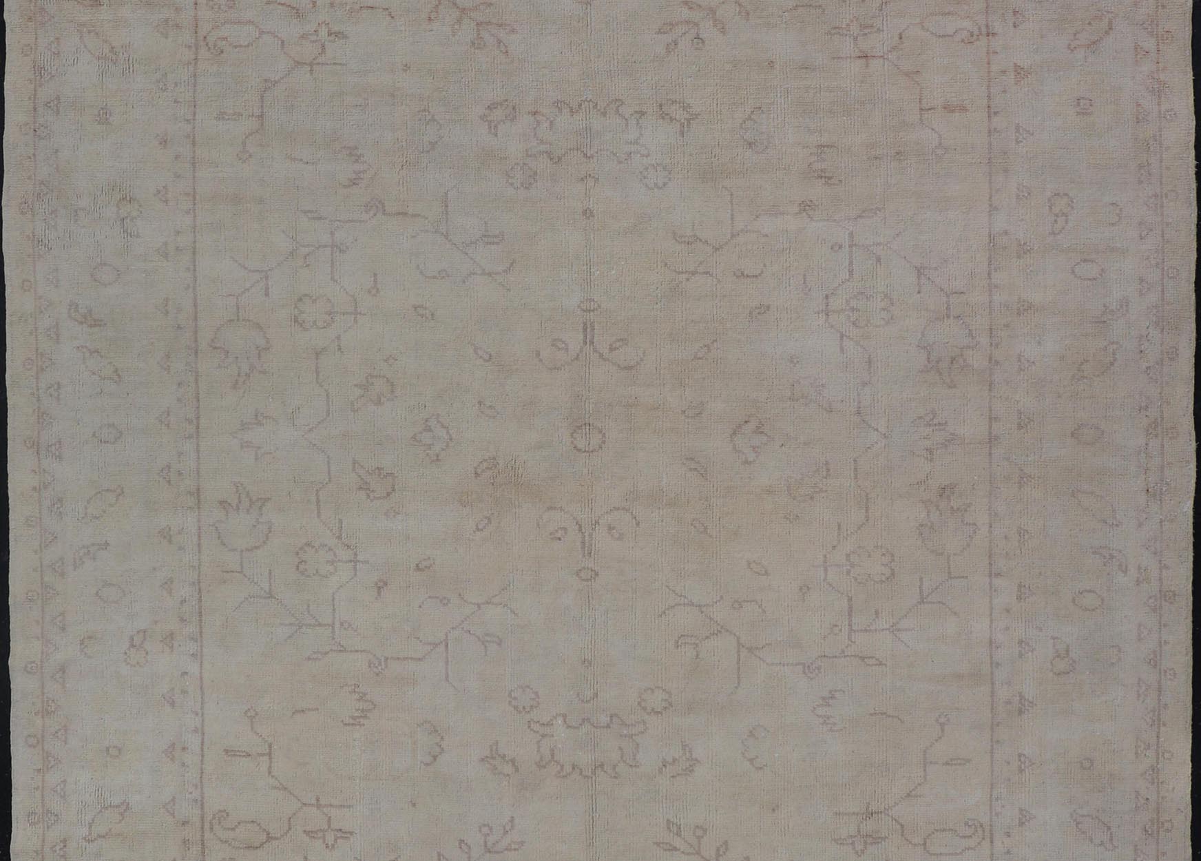 Antique Turkish Oushak Rug with all Over Design in White and Muted Design. Keivan Woven Arts / rug/ H8 - 0603, Country of origin/ Turkey antique. Measures: 9'5 x 12'10 This antique Oushak was beautifully crafted in Turkey during the early part of... - Keivan Woven ArtsH8 - 0603 - 569Rug