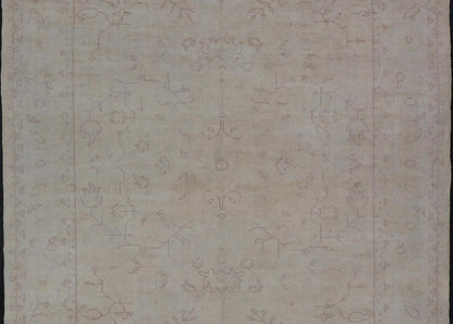 Antique Turkish Oushak Rug with all Over Design in White and Muted Design. Keivan Woven Arts / rug/ H8 - 0603, Country of origin/ Turkey antique. Measures: 9'5 x 12'10 This antique Oushak was beautifully crafted in Turkey during the early part of... - Keivan Woven ArtsH8 - 0603 - 569Rug