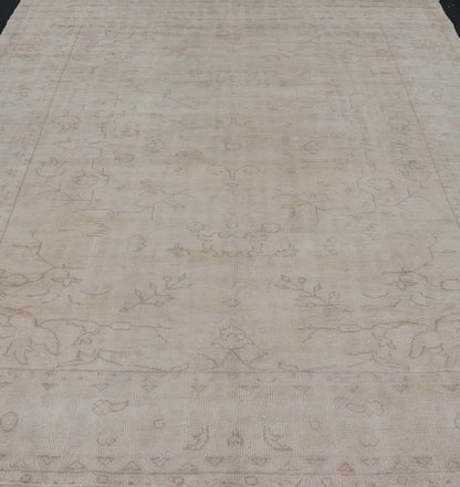 Antique Turkish Oushak Rug with all Over Design in White and Muted Design. Keivan Woven Arts / rug/ H8 - 0603, Country of origin/ Turkey antique. Measures: 9'5 x 12'10 This antique Oushak was beautifully crafted in Turkey during the early part of... - Keivan Woven ArtsH8 - 0603 - 569Rug
