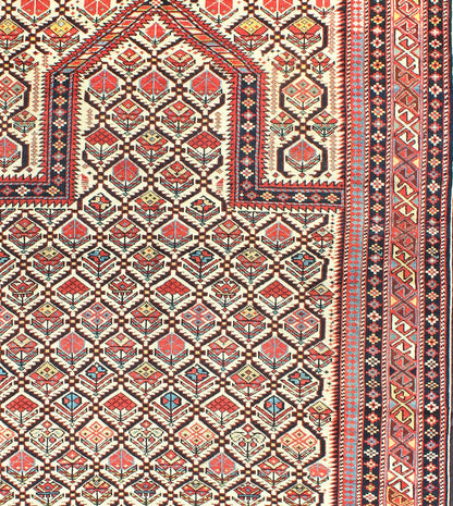 Antique 19th Century Caucasian Shirvan Rug with Prayer Design in Ivory. Keivan Woven Arts / rug H8 - 1002, country of origin / type: Caucus / Caucasian, circa 1870. Measures: 4'0 x 4'10. A late 19th century Shirvan prayer rug with all - over paisley ... - Keivan Woven ArtsH8 - 1002 - 3053Rug