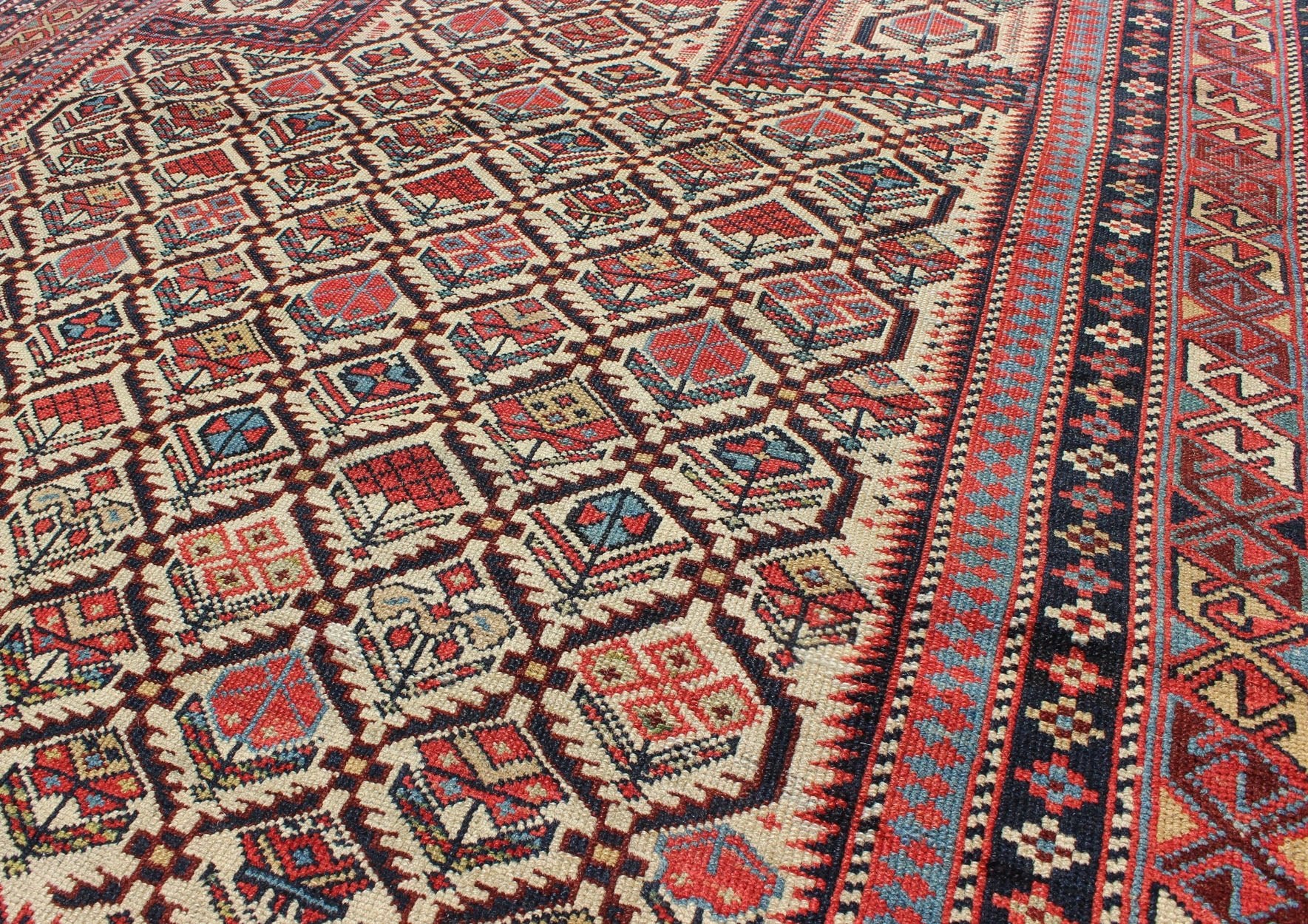 Antique 19th Century Caucasian Shirvan Rug with Prayer Design in Ivory. Keivan Woven Arts / rug H8 - 1002, country of origin / type: Caucus / Caucasian, circa 1870. Measures: 4'0 x 4'10. A late 19th century Shirvan prayer rug with all - over paisley ... - Keivan Woven ArtsH8 - 1002 - 3053Rug