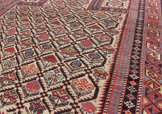 Antique 19th Century Caucasian Shirvan Rug with Prayer Design in Ivory. Keivan Woven Arts / rug H8 - 1002, country of origin / type: Caucus / Caucasian, circa 1870. Measures: 4'0 x 4'10. A late 19th century Shirvan prayer rug with all - over paisley ... - Keivan Woven ArtsH8 - 1002 - 3053Rug