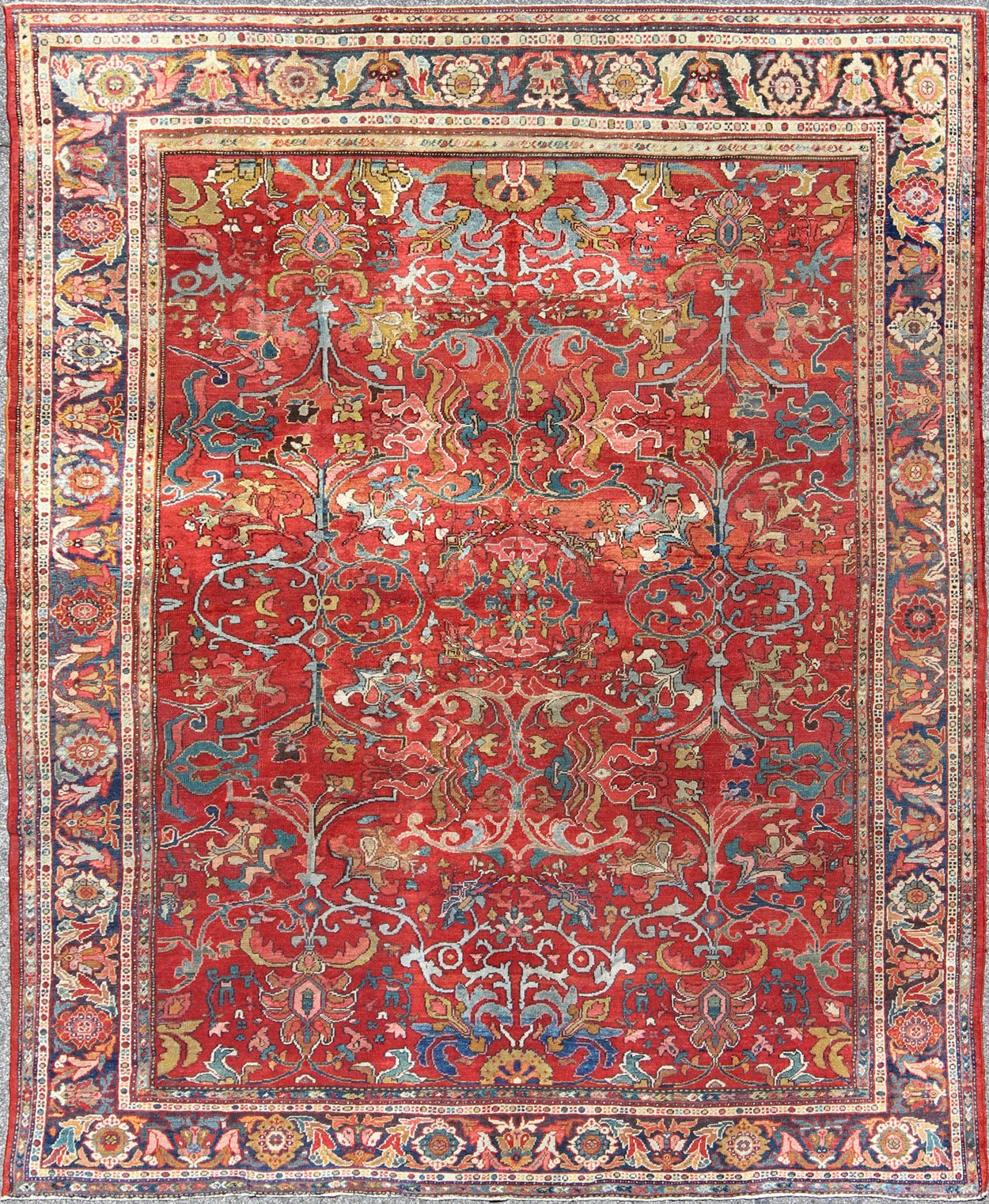 Colorful Antique Persian Sultanabad Rug with All Over Design in Jewel tones. Exceptional, antique Persian Sultanabad rug. Keivan Woven Arts / rug V21 - 0308 - 151, country of origin / type: Iran / Kerman , circa 1900. Measures: 8'1 x 9'10. ... - Keivan Woven ArtsH8 - 1110 - 1572Rug