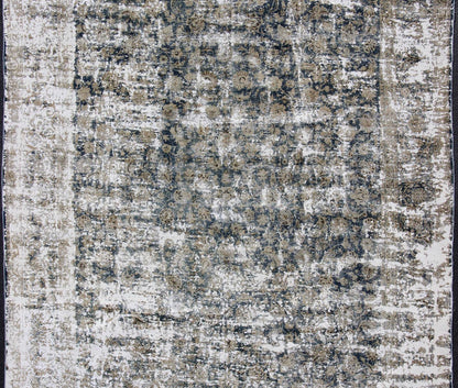 Distressed Antique Persian Rug with All Over Modern Design in Teal Blue, Blue, taupe, tan, honey colors. Antique distressed Persian rug, for modern interiors, and a rustic modern look, Keivan Woven Arts/ Rug/HAR - 105, Country of Origin/ Iran, Type/antiq... - Keivan Woven ArtsHAR - 105 - 8227Rug
