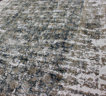 Distressed Antique Persian Rug with All Over Modern Design in Teal Blue, Blue, taupe, tan, honey colors. Antique distressed Persian rug, for modern interiors, and a rustic modern look, Keivan Woven Arts/ Rug/HAR - 105, Country of Origin/ Iran, Type/antiq... - Keivan Woven ArtsHAR - 105 - 8227Rug