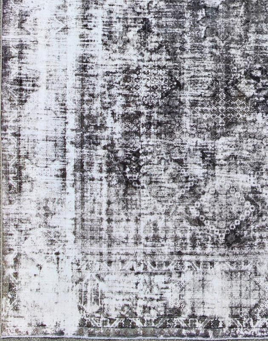 Distressed Vintage Persian Rug with All Over Modern Design in Shades of Gray, Charcoal & White. Measures: 9'7 x 12'8. Distressed vintage Persian Rug with All Over Modern Design in gray, charcoal and white colors. Vintage distressed Persian rug, f... - Keivan Woven ArtsHAR - 189 - 8241Rug