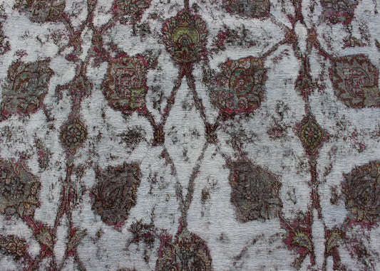 Distressed Vintage Persian Rug with Repeating Vines Pattern in Jewel Colors Measures: 10' x 15'10. Distressed vintage Persian large abstract Rug with Hi - Low Design/ and abstract design in Jewel colors. Vintage distressed Persian rug, fo... - Keivan Woven ArtsHAR - 220 - 8245Rug