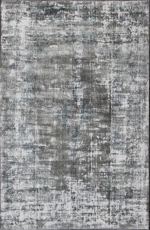Distressed Vintage Persian Rug with Abstract Modern Design in Shades of Warm Gray, Silver, and Blue colors. Measures: 9'9 x 14'7 Distressed vintage Persian large abstract Rug with Modern Design/ abstract design in Silver, Warm Gray, and Blue & Wh... - Keivan Woven ArtsHAR - 221 - 8251Rug