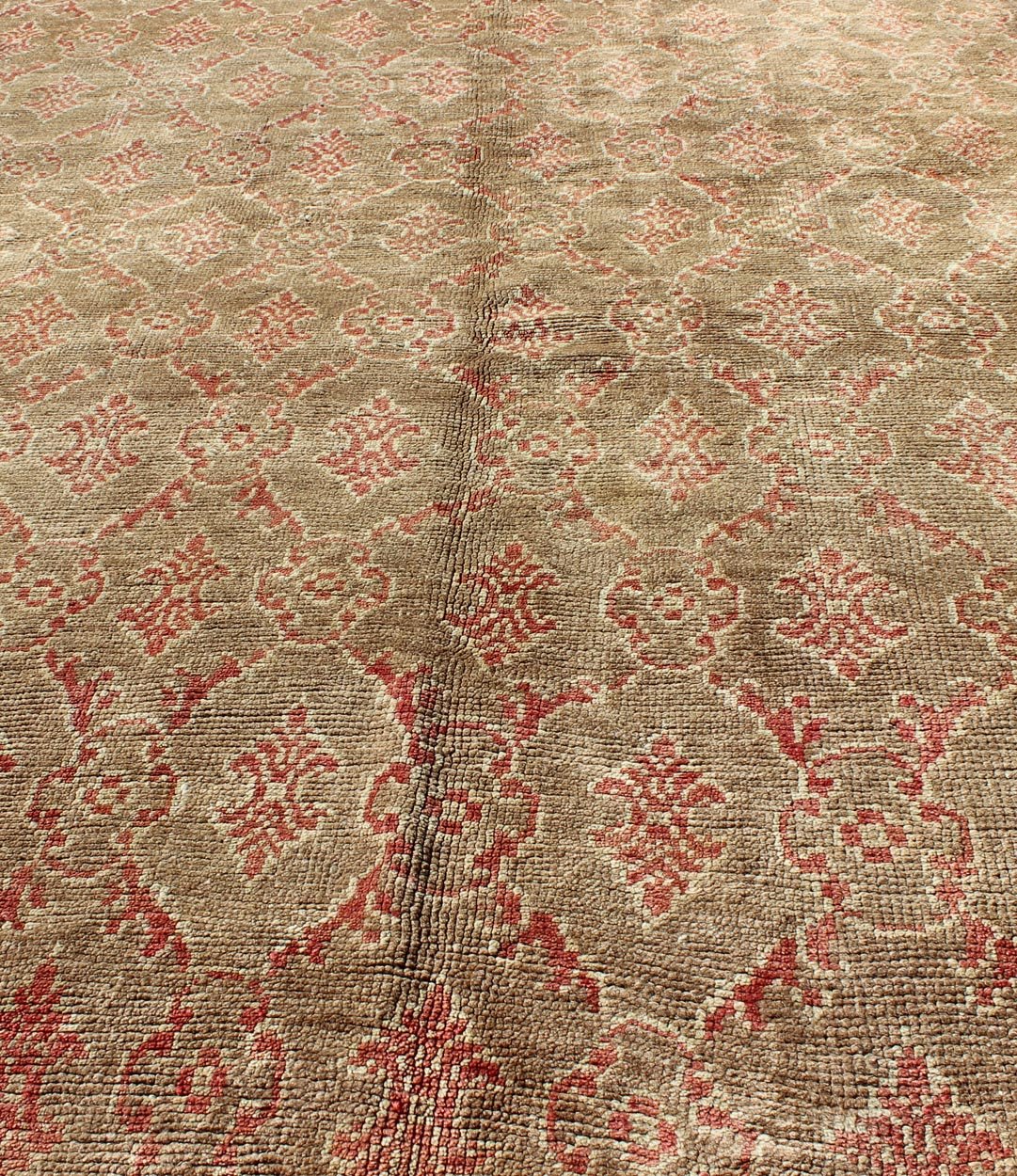 Turkish Tulu Rug with All - Over Repeating Design in Light Green, Red and Cream Vintage Tulu Turkish with All - Over Design in Red rug/has - 1777, origin/turkey kwarugs This unique Mid - Century Tulu carpet displays an all - over repeating patte... - Keivan Woven ArtsHAS - 1777 - 1022Rug