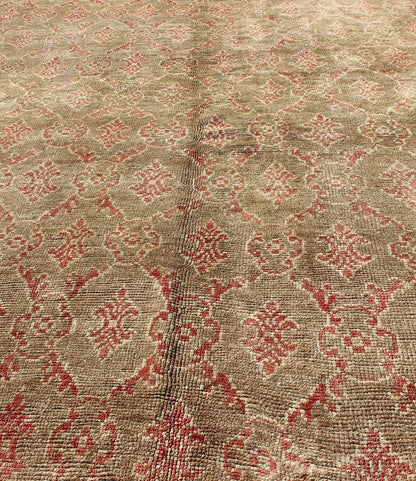 Turkish Tulu Rug with All - Over Repeating Design in Light Green, Red and Cream Vintage Tulu Turkish with All - Over Design in Red rug/has - 1777, origin/turkey kwarugs This unique Mid - Century Tulu carpet displays an all - over repeating patte... - Keivan Woven ArtsHAS - 1777 - 1022Rug