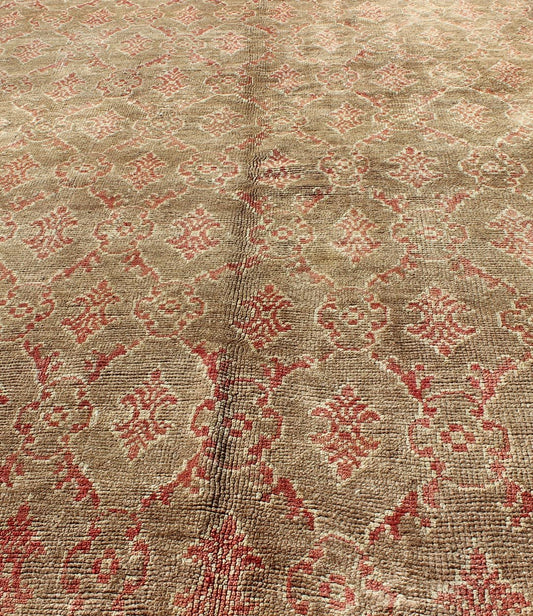 Turkish Tulu Rug with All - Over Repeating Design in Light Green, Red and Cream Vintage Tulu Turkish with All - Over Design in Red rug/has - 1777, origin/turkey kwarugs This unique Mid - Century Tulu carpet displays an all - over repeating patte... - Keivan Woven ArtsHAS - 1777 - 1022Rug
