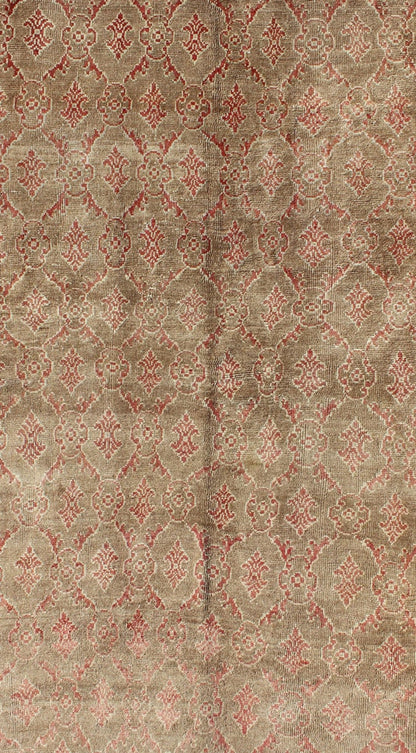 Turkish Tulu Rug with All - Over Repeating Design in Light Green, Red and Cream Vintage Tulu Turkish with All - Over Design in Red rug/has - 1777, origin/turkey kwarugs This unique Mid - Century Tulu carpet displays an all - over repeating patte... - Keivan Woven ArtsHAS - 1777 - 1022Rug