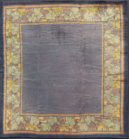 Antique Donegal carpet from Ireland in solid Purple Background and Floral Border in a near square size. Keivan Woven Arts / Rug/ HAS - 3327. Donegal rug, Antique Donegal. Measures: 10'6 x 10'10. Made in Ireland, this beautifully crafted Donegal ca... - Keivan Woven ArtsHAS - 3327 - 4176Rug