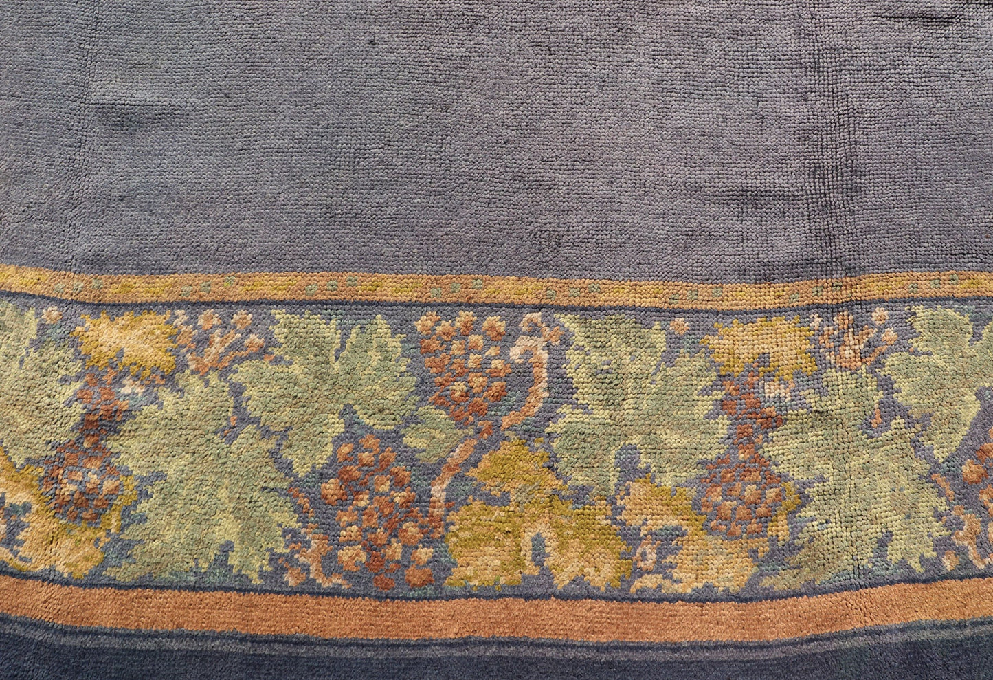Antique Donegal carpet from Ireland in solid Purple Background and Floral Border in a near square size. Keivan Woven Arts / Rug/ HAS - 3327. Donegal rug, Antique Donegal. Measures: 10'6 x 10'10. Made in Ireland, this beautifully crafted Donegal ca... - Keivan Woven ArtsHAS - 3327 - 4176Rug