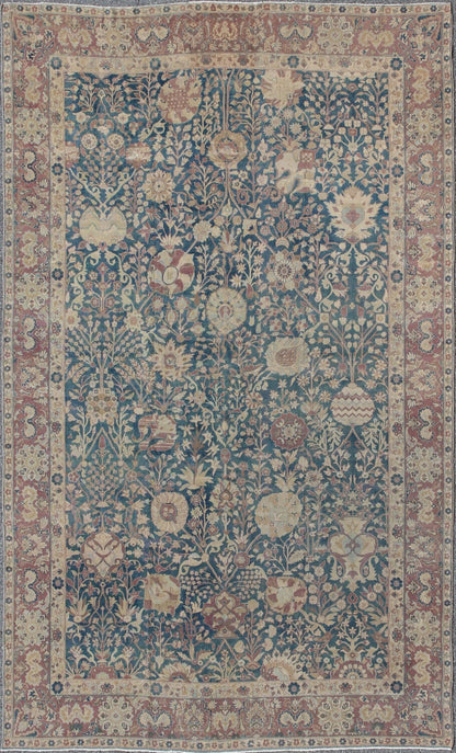 Stunning Antique Indian Agra 19th Century Vase Carpet in Teal Background, Agra Vase Carpet, Persian Vase Rug. kwarugs / HAS - 5488, Kerman Vase Carpet. 18th and 19th Century Antique Vase Carpet. Antique vase Kerman rugs from are special, consider... - Keivan Woven ArtsHAS - 5488 - 2476Rug