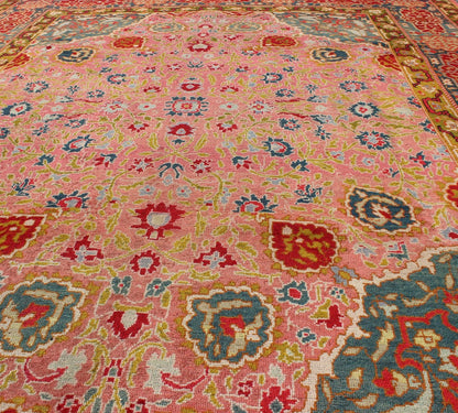 Colorful Antique Indian Amritsar in Pink, Teal, Red, Blue, Teal, Chartreuse Green. Colorful Antique Indian Amritsar, Keivan Woven Arts / rug /HAS - 6747, country of origin / type: India / Amritsar , circa 1920. Measures: 8'10 x 11'8 ... - Keivan Woven ArtsHAS - 6747 - 705Rug