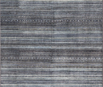 Large Modern Rug with Transitional Design in Shades of Black, Greens and Blue's. Keivan Woven Arts /origin/ India Circa / 2020 - Rug/ HUY - 99SK601 / 21st Century. Measures: 12'1 x 16'0 This fine hand - woven Modern Transitional rug features a beauti... - Keivan Woven ArtsHUY - 99SK601 - 25200Rug