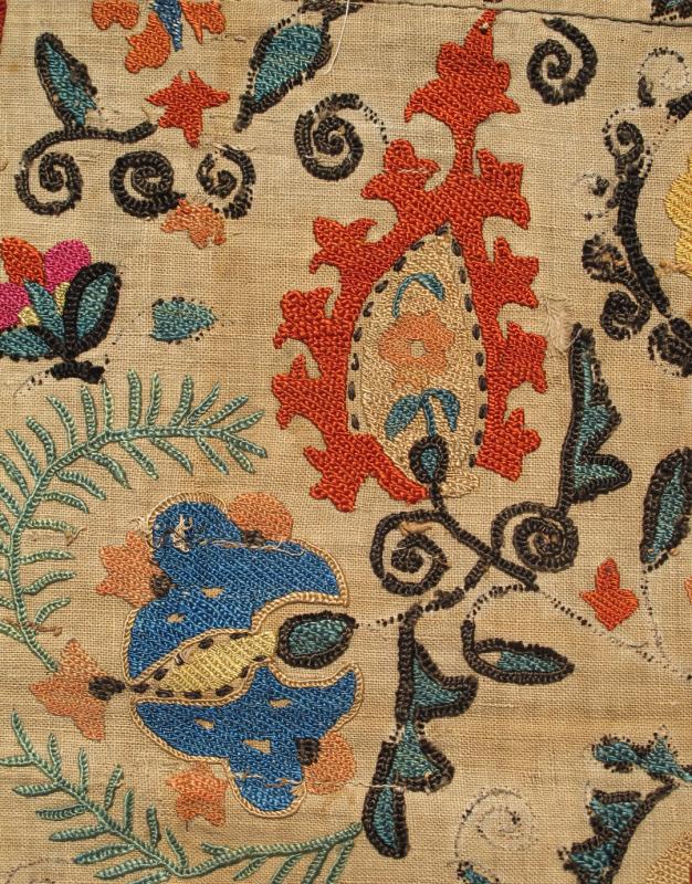 Antique Uzbekistan Suzani Embroidery A true jewel of Uzbekistani embroidery, this magnificent antique Suzani is illuminated with a dazzling display of bright colors and exotic design. Because of their exquisite needlework, the highly desirable S... - Keivan Woven ArtsI - 1002 - 1578Rug