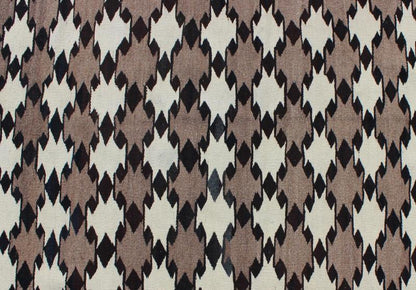 Navajo Blanket in Tribal All Over Design Design in Light Brown, Black, and Ivory. American Navajo rug with latticework tribal design, rug I - 1101, country of origin / type: North America / Navajo, circa 1950 early 20th Century. This intrig... - Keivan Woven ArtsI - 1101 - 6334Rug