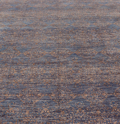 All - Over Transitional Rug in Shades of Blue and Brown. Rug/ IN - BAM - 55970, Geometric Indian rug - 8'11 x 11'10. Keivan Woven Arts, This hand - woven Indian Transitional rug features a beautiful all over floral and geometric elements in blue hig... - Keivan Woven ArtsIN - BAM - 55970 - GC - HPT106 - 7497Rug
