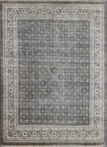 Keivan Woven Arts Fine Weave Khotan Design Rug in Gray Size 9'2 X 12'0. This finely woven hand made wool Khotan rug is made with contemporary colors, gray, charcoal and neutrals with an all over geometric design Keivan Woven Arts, I... - Keivan Woven ArtsIN - BAM - 59076 - 8307Rug