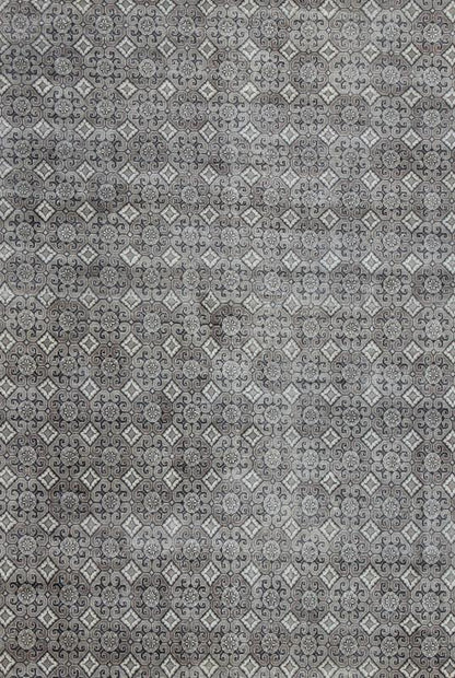 Keivan Woven Arts Fine Weave Khotan Design Rug in Gray Size 9'2 X 12'0. This finely woven hand made wool Khotan rug is made with contemporary colors, gray, charcoal and neutrals with an all over geometric design Keivan Woven Arts, I... - Keivan Woven ArtsIN - BAM - 59076 - 8307Rug