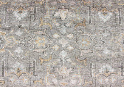 Hand - Knotted Indian Oushak in Faded Green, Taupe, Gold and Cream Measures 8'0 x 10'2 Country of Origin: India; Type: Oushak; Designs: Floral Medallion, Floral Motif, Geometric; Keivan Woven Arts: rug IN - CPL - DM313; Hand - Knotted I... - Keivan Woven ArtsIN - CPL - DM313 - 13456Rug