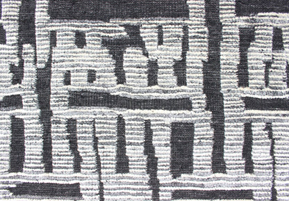 Sub - Geometric Abstract Design Modern Casual Rug in Black and Cream. Country of Origin: India; Type: Modern, Minimal; Design: Diamond, Stripes, Abstract; Keivan Woven Arts: rug IN - ILM - 1462. Measures: 8'3 x 9'7 This unique piece features asymmetri... - Keivan Woven ArtsIN - ILM - 1462 - KCH - 0073 - 19 - 13466