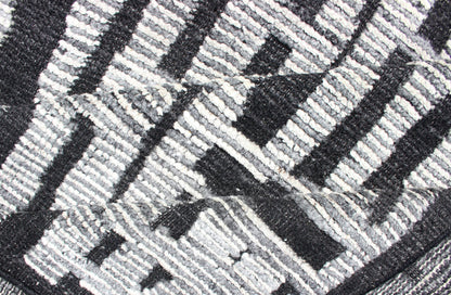 Sub - Geometric Abstract Design Modern Casual Rug in Black and Cream. Country of Origin: India; Type: Modern, Minimal; Design: Diamond, Stripes, Abstract; Keivan Woven Arts: rug IN - ILM - 1462. Measures: 8'3 x 9'7 This unique piece features asymmetri... - Keivan Woven ArtsIN - ILM - 1462 - KCH - 0073 - 19 - 13466