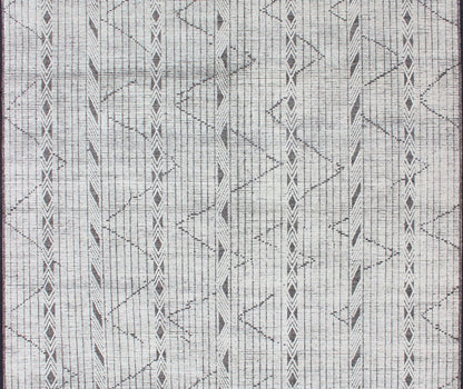 Modern Geometric Gray and Charcoal Indian Hand - Knotted Wool Rug Measures 8'3 x 10'0 Country of Origin: India; Type: Modern, Modern Casual; Design: Geometric, Abstract, Tribal; Keivan Woven Arts: rug IN - ILM - 1466 - CO - 0063; Modern Geome... - Keivan Woven ArtsIN - ILM - 1466 - CO - 0063 - 19 - 13476