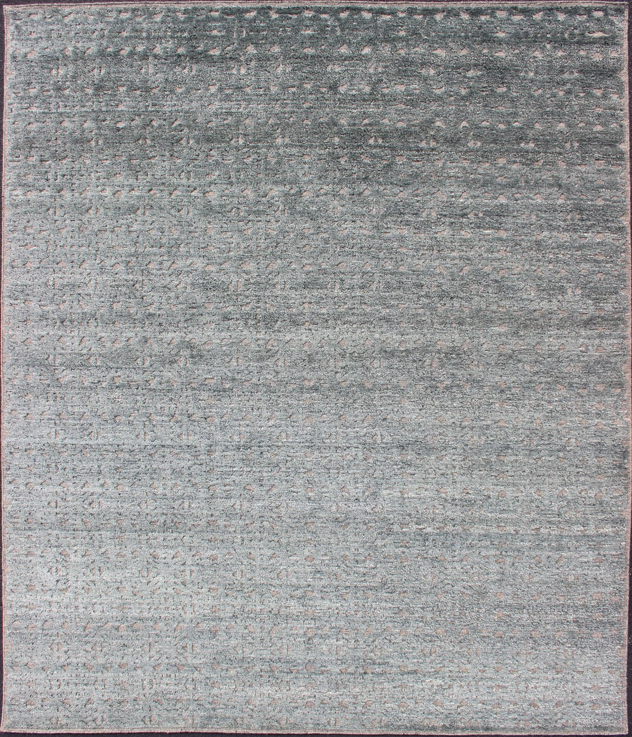 Keivan Woven Arts Hi - Low Pile in Moroccan Design In Light Greens. Keivan Woven Arts rug/IN - ILM - 1467 Early 21st Century Hand Knotted. Measures: 8'2 x 9'10 This shades of green modern Indian rug was hand - knotted during the 2010's. With neutral co... - Keivan Woven ArtsIN - ILM - 1467 - CB - 6182 - G - 14040Rug