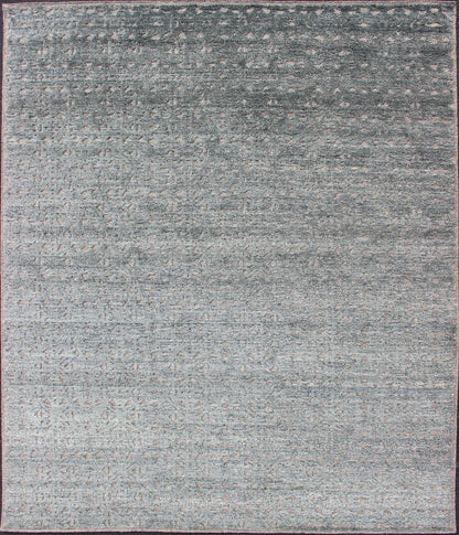 Keivan Woven Arts Hi - Low Pile in Moroccan Design In Light Greens. Keivan Woven Arts rug/IN - ILM - 1467 Early 21st Century Hand Knotted. Measures: 8'2 x 9'10 This shades of green modern Indian rug was hand - knotted during the 2010's. With neutral co... - Keivan Woven ArtsIN - ILM - 1467 - CB - 6182 - G - 14040Rug