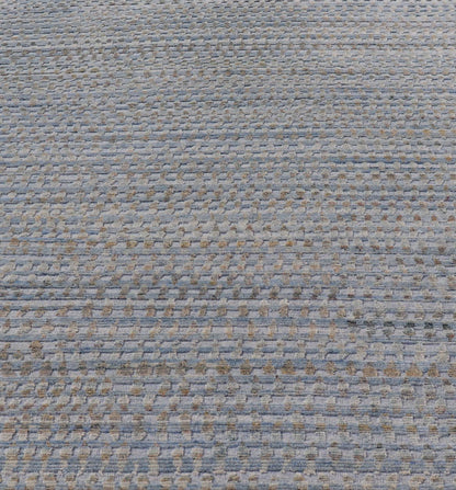 Modern Hi - Low Area Rug With Abstract Design in Light Blue and Green Measures 8'1 x 9'11 This particular piece has a luxurious texture, the field is a soft sky blue, with specks of green scattered within the field. This wonderful piece is ... - Keivan Woven ArtsIN - ILM - 157 - TR - 2330 - 20970