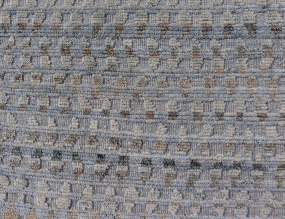 Modern Hi - Low Area Rug With Abstract Design in Light Blue and Green Measures 8'1 x 9'11 This particular piece has a luxurious texture, the field is a soft sky blue, with specks of green scattered within the field. This wonderful piece is ... - Keivan Woven ArtsIN - ILM - 157 - TR - 2330 - 20970