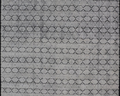 All - Over Geometric Modern Large Rug in Ivory and Black Measures 9'0 x 12'0 This modern rug features a field of a ivory with a simple geometric design lined by black. The design is a minimalistic, repeating pattern of octagons panelin... - Keivan Woven ArtsIN - ILM - 161 - MK - 6335 - 20982Rug