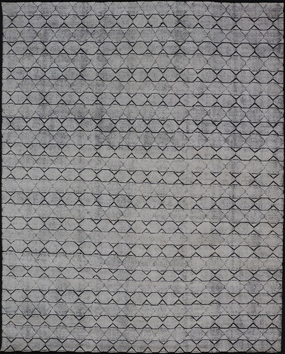All - Over Geometric Modern Large Rug in Ivory and Black Measures 9'0 x 12'0 This modern rug features a field of a ivory with a simple geometric design lined by black. The design is a minimalistic, repeating pattern of octagons panelin... - Keivan Woven ArtsIN - ILM - 161 - MK - 6335 - 20982Rug