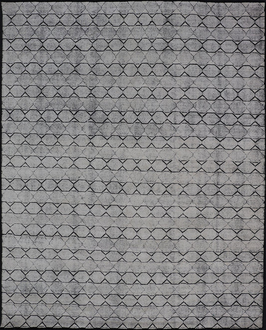 All - Over Geometric Modern Large Rug in Ivory and Black Measures 9'0 x 12'0 This modern rug features a field of a ivory with a simple geometric design lined by black. The design is a minimalistic, repeating pattern of octagons panelin... - Keivan Woven ArtsIN - ILM - 161 - MK - 6335 - 20982Rug