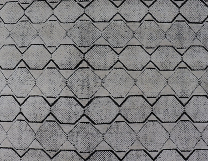 Indian Modern Geometric & Minimal Design Area Rug in Ivory and Black Measures 6'1 x 9'2 The design is a minimalistic, repeating pattern of octagons and triangles in black and ivory paneling the entire face horizontally. With a less - is - m... - Keivan Woven ArtsIN - ILM - 162 - 20988Rug