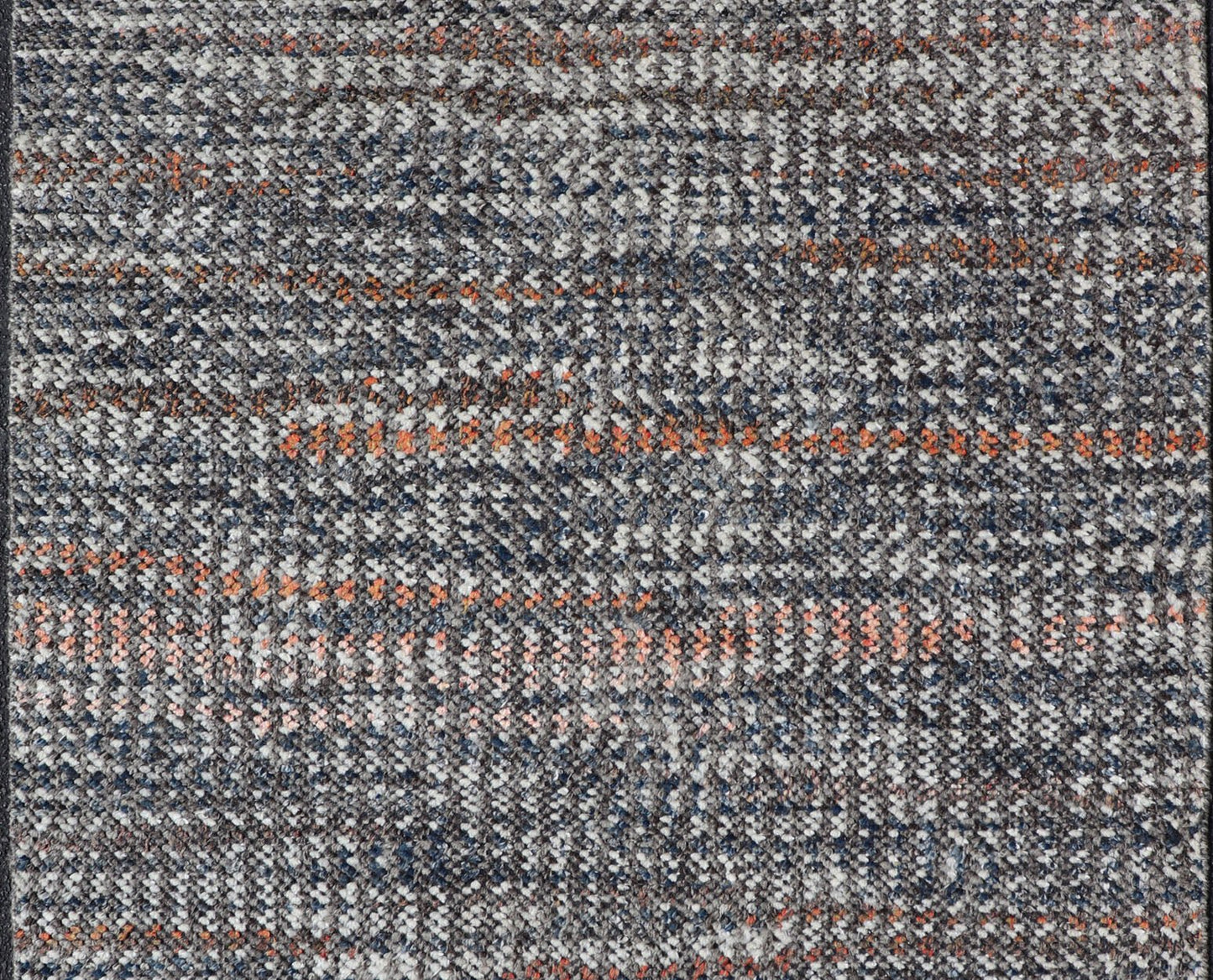 Modern Hand Knotted Abstract Rug in Multicolor And All - Over Design Measures 4'8 x 9'11 This interesting piece features a dark ebony field, beautifully blended with orange, red, gray and cream. Like many modern rugs, this piece does n... - Keivan Woven ArtsIN - ILM - 163 - MN - 2600 - 20916