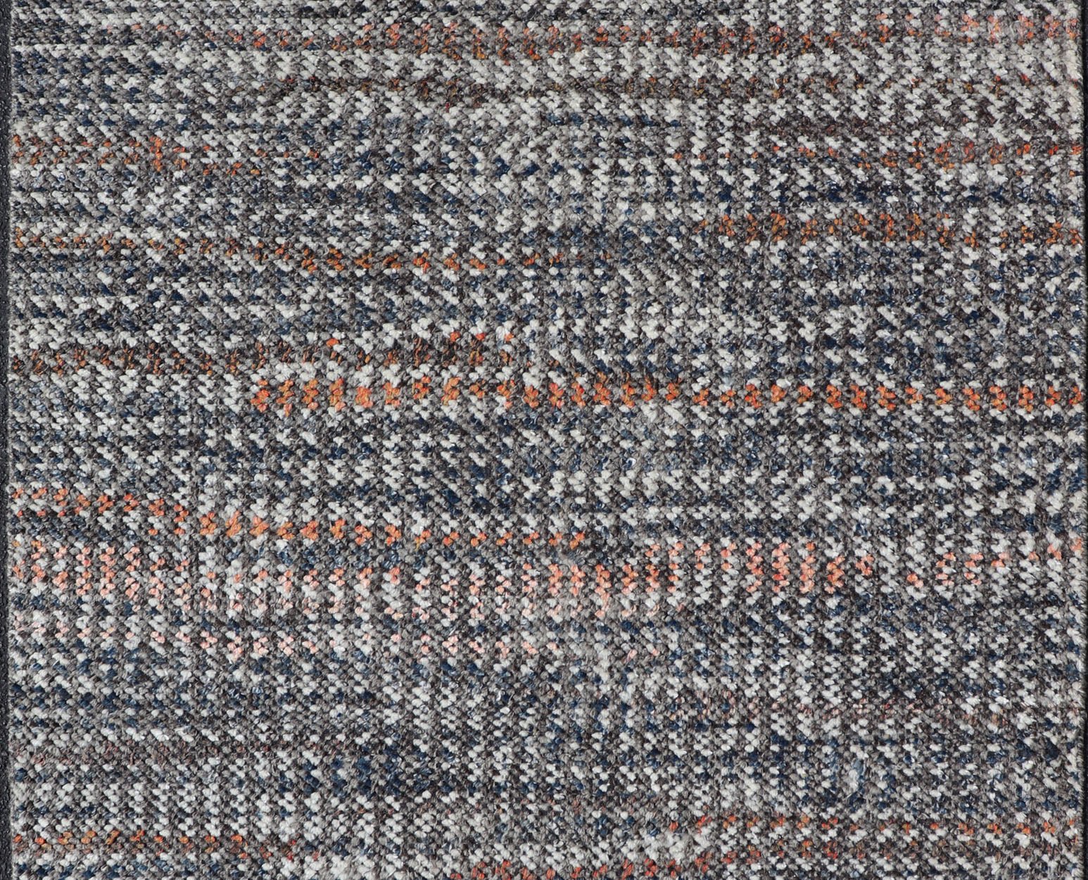 Modern Hand Knotted Abstract Rug in Multicolor And All - Over Design Measures 4'8 x 9'11 This interesting piece features a dark ebony field, beautifully blended with orange, red, gray and cream. Like many modern rugs, this piece does n... - Keivan Woven ArtsIN - ILM - 163 - MN - 2600 - 20916