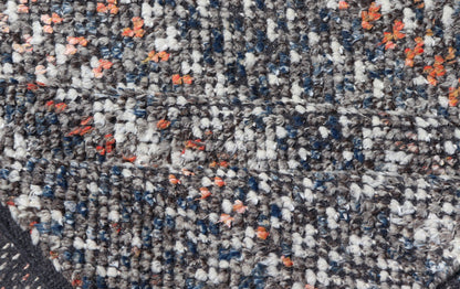 Modern Hand Knotted Abstract Rug in Multicolor And All - Over Design Measures 4'8 x 9'11 This interesting piece features a dark ebony field, beautifully blended with orange, red, gray and cream. Like many modern rugs, this piece does n... - Keivan Woven ArtsIN - ILM - 163 - MN - 2600 - 20916