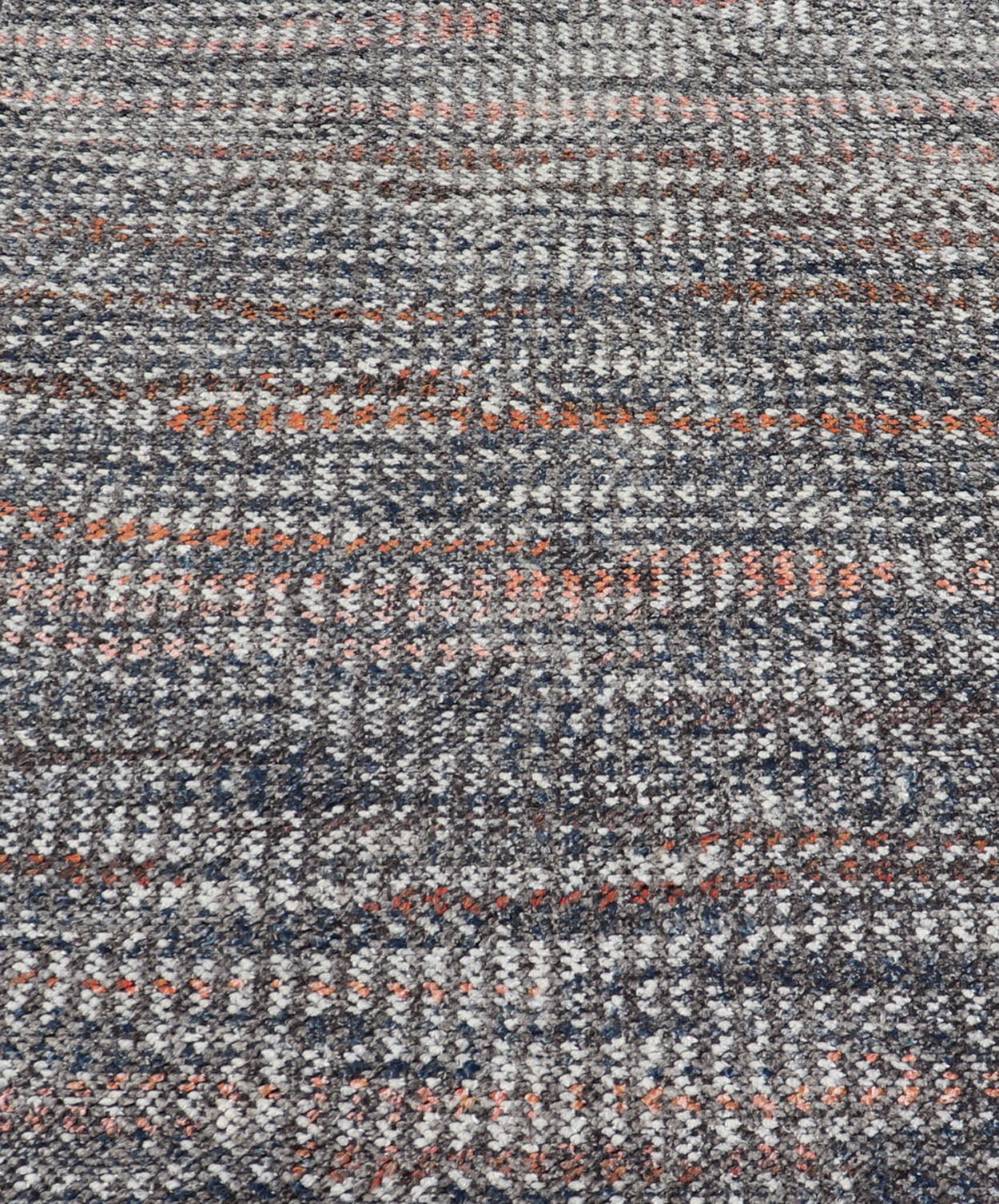 Modern Hand Knotted Abstract Rug in Multicolor And All - Over Design Measures 4'8 x 9'11 This interesting piece features a dark ebony field, beautifully blended with orange, red, gray and cream. Like many modern rugs, this piece does n... - Keivan Woven ArtsIN - ILM - 163 - MN - 2600 - 20916