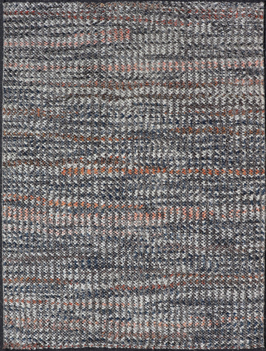 Modern Hand Knotted Abstract Rug in Multicolor And All - Over Design Measures 4'8 x 9'11 This interesting piece features a dark ebony field, beautifully blended with orange, red, gray and cream. Like many modern rugs, this piece does n... - Keivan Woven ArtsIN - ILM - 163 - MN - 2600 - 20916Rug