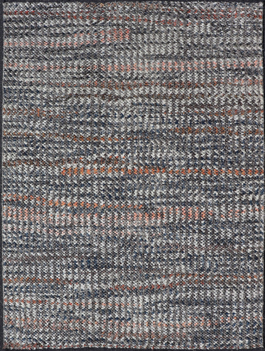 Modern Hand Knotted Abstract Rug in Multicolor And All - Over Design Measures 4'8 x 9'11 This interesting piece features a dark ebony field, beautifully blended with orange, red, gray and cream. Like many modern rugs, this piece does n... - Keivan Woven ArtsIN - ILM - 163 - MN - 2600 - 20916