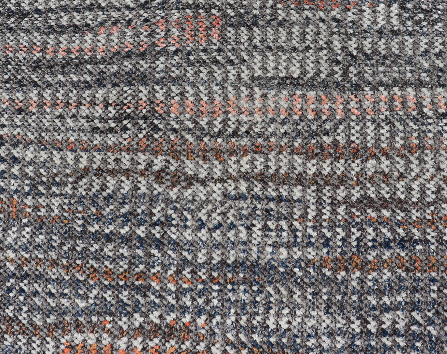 Modern Hand Knotted Abstract Rug in Multicolor And All - Over Design Measures 4'8 x 9'11 This interesting piece features a dark ebony field, beautifully blended with orange, red, gray and cream. Like many modern rugs, this piece does n... - Keivan Woven ArtsIN - ILM - 163 - MN - 2600 - 20916