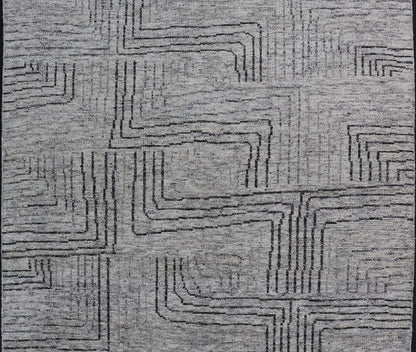 Indian Modern Hand Knotted Design With All Neutral Colored Wool Area Rug Measures 6 x 8'8 This modern area rug features varying shades of gray in the field, blending neutrals into a near - homogenous color. The simple design vines all - ove... - Keivan Woven ArtsIN - ILM - 167 - VT - 516 - 21096Rug